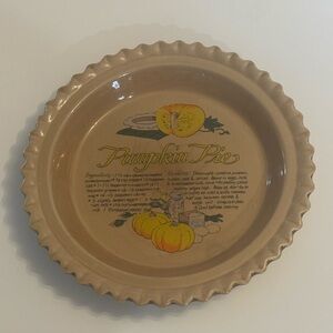 Vintage 1980’s Pumpkin Pie Recipe Pan 11” Ceramic Plate Dish